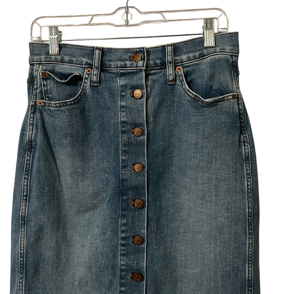 J CREW Button Down Knee Length Denim Skirt Size 6. - Picture 6 of 8